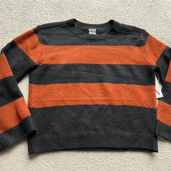 NWT Worthington Black Bronze Wave Striped Crew Neck Long Sleeve Sweater Top Sz S - Picture 4 of 13
